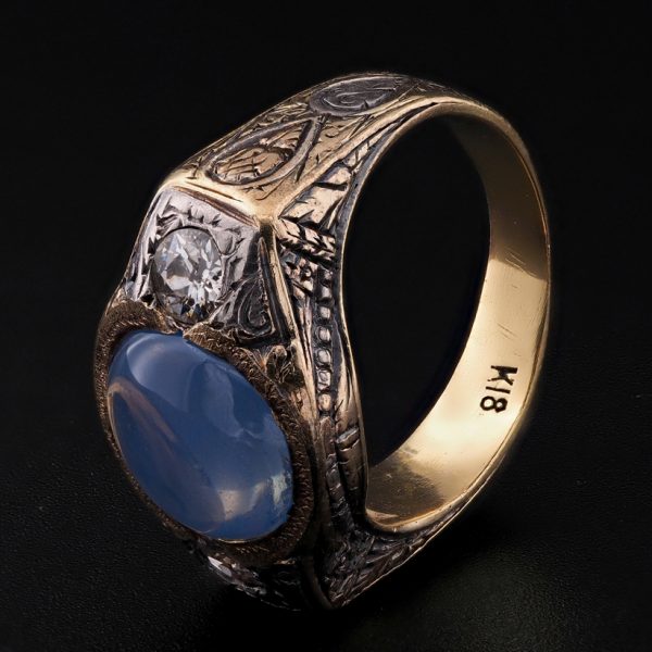 Antique Edwardian Natural No Heat 4.8ct Sapphire and Diamond Trilogy Ring