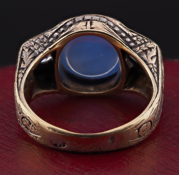 Antique Edwardian Natural No Heat 4.80 carat Sapphire and Diamond Three Stone Ring