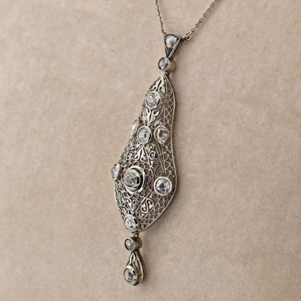 Edwardian 2.5ct Old Cut Diamond Pendant Necklace