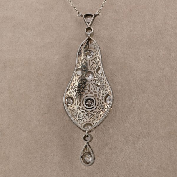 Edwardian 2.5ct Old Cut Diamond Pendant Necklace