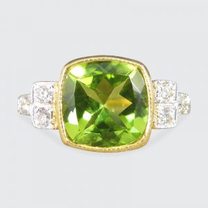 Edwardian Style 2.12ct Peridot and Diamond Ring