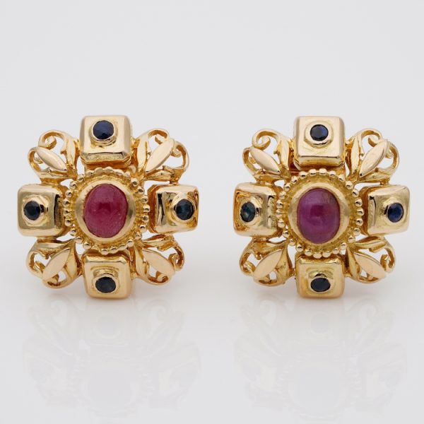 Ilias Lalaounis 2.8ct Ruby Sapphire 18ct Gold Clip On Earrings