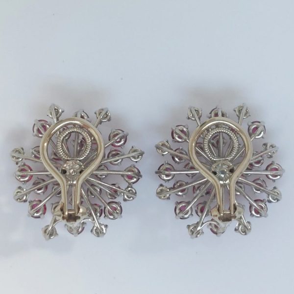 Oscar Heyman Ruby and Diamond Cluster Earrings