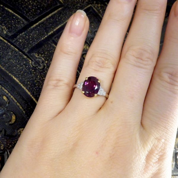 Raspberry Red Tourmaline and Diamond Ring, 2.77ct 