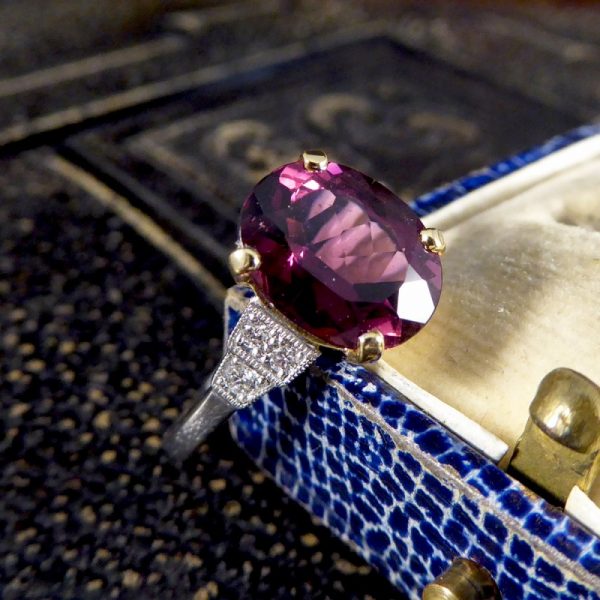Raspberry Red Tourmaline and Diamond Ring, 2.77ct 