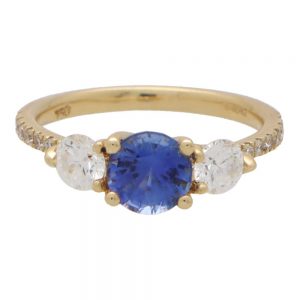 1.10ct Natural Sapphire and Diamond Three Stone Ring with GIA Certificates