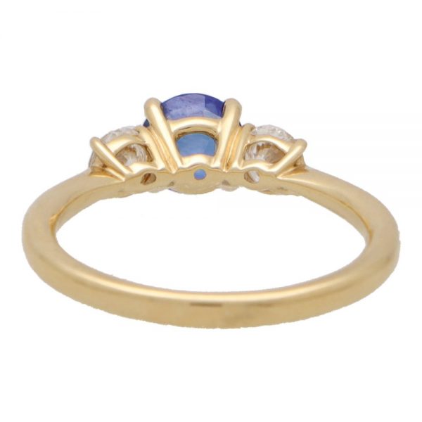GIA Certified Diamond and Sapphire Three Stone Ring