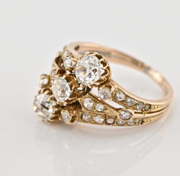 Victorian Antique 2.3ct Old Cut Diamond Trilogy Ring