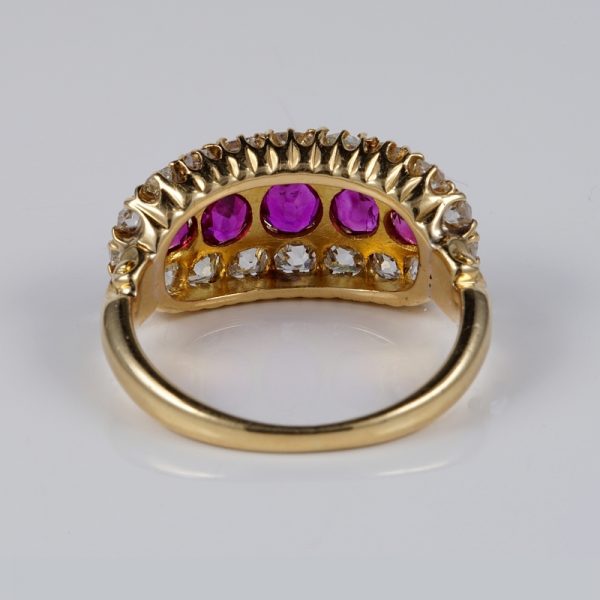 Late 19th Century 1.10ct Natural No Heat Burma Ruby and 1.70ct Old Mine Cut Diamond Ring