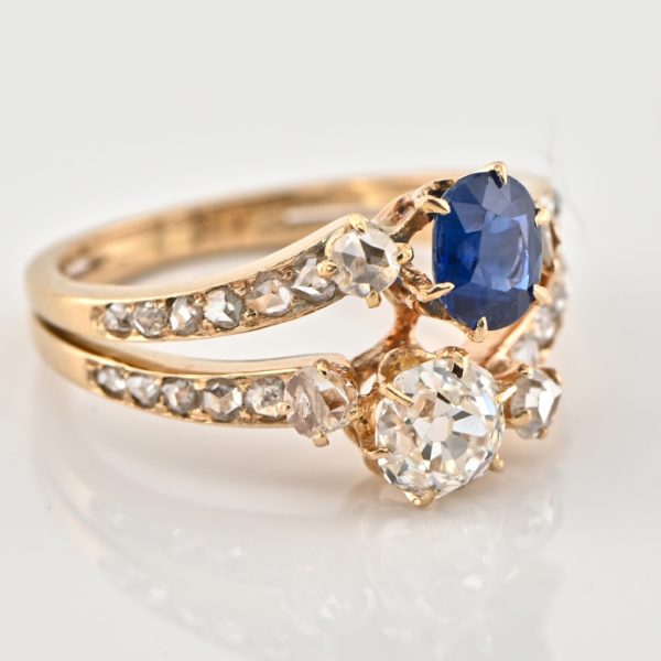 Antique Victorian Sapphire and Diamond Toi et Moi Ring