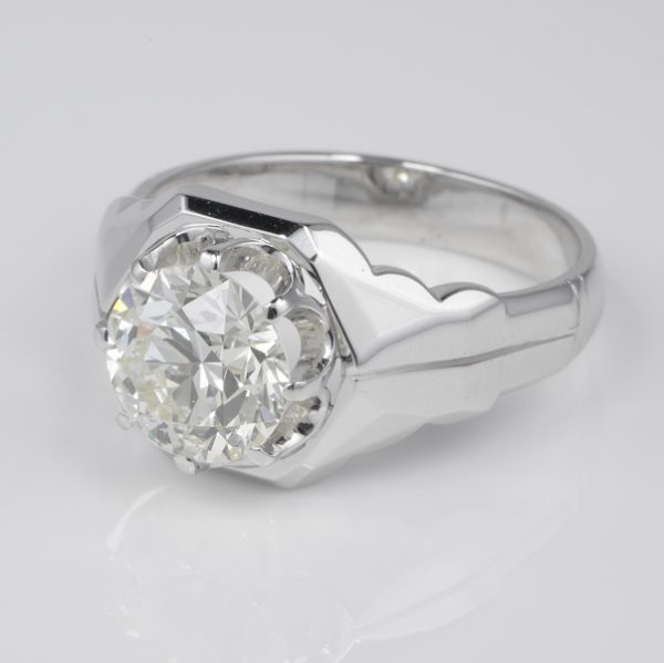 Vintage 3.10ct Brilliant Cut Diamond Unisex Engagement Ring