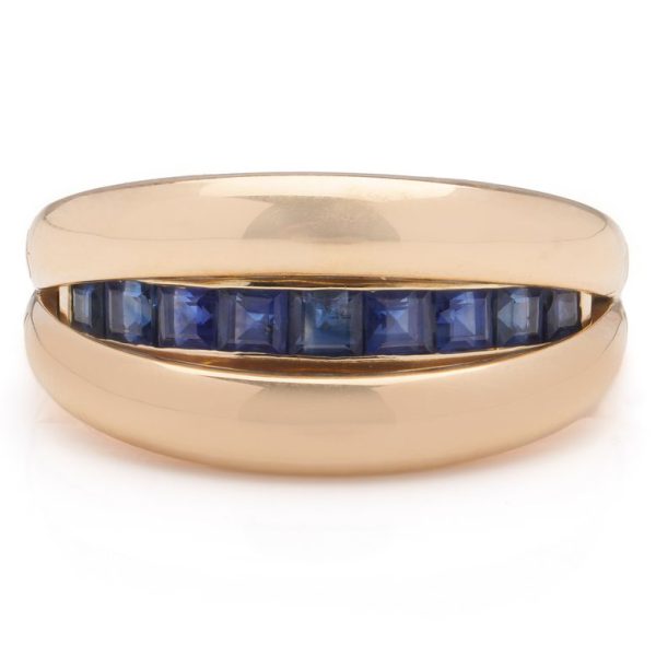 Vintage Fred Paris 0.86ct Princess Cut Sapphire and Gold Ring