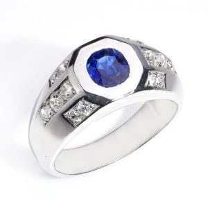 Vintage 0.50ct Sapphire and Diamond Unisex Ring