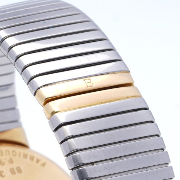 Bulgari Tubogas Gold and Steel Watch Expandable Bracelet Strap