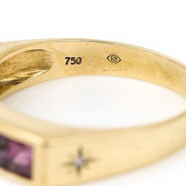 Princess Cut Multi Gemstone Rainbow Five Stone Ring in 18ct Yellow Gold