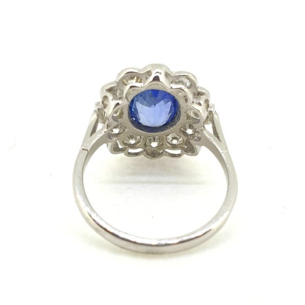 1.90ct Sapphire and Diamond Cluster Ring in Platinum