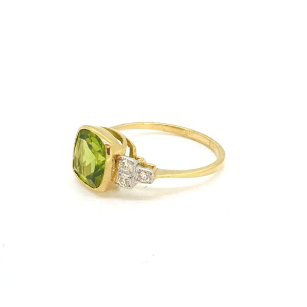 2.1ct Peridot and Diamond Engagement Ring