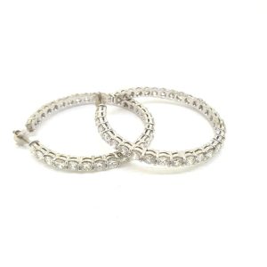 18ct White Gold Full Diamond Hoop Earrings, 13.20 carats