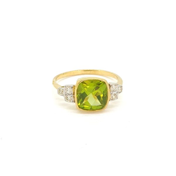 2.1ct Peridot and Diamond Ring