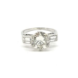 2.62ct Diamond Solitaire Engagement Ring with Baguette Shoulders