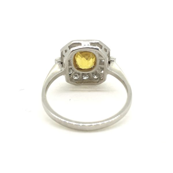 Contemporary 1.60ct Yellow Sapphire and Diamond Cluster Dress Ring in Platinum