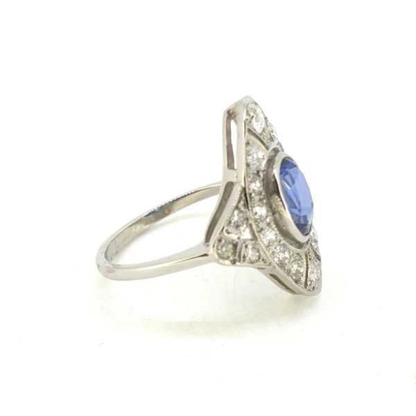 1.9ct Sapphire and Diamond Navette Cluster Plaque Ring