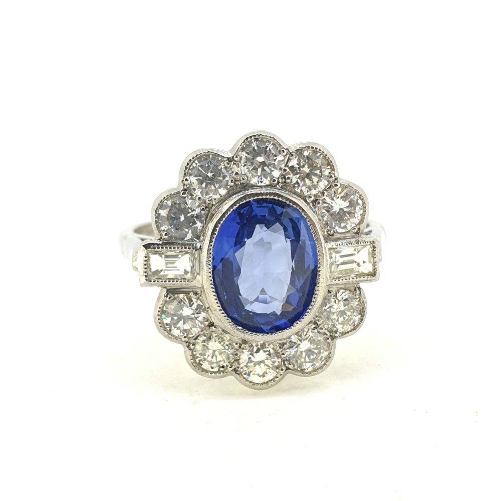 1.90ct Sapphire and Diamond Cluster Ring - Jewellery Discovery