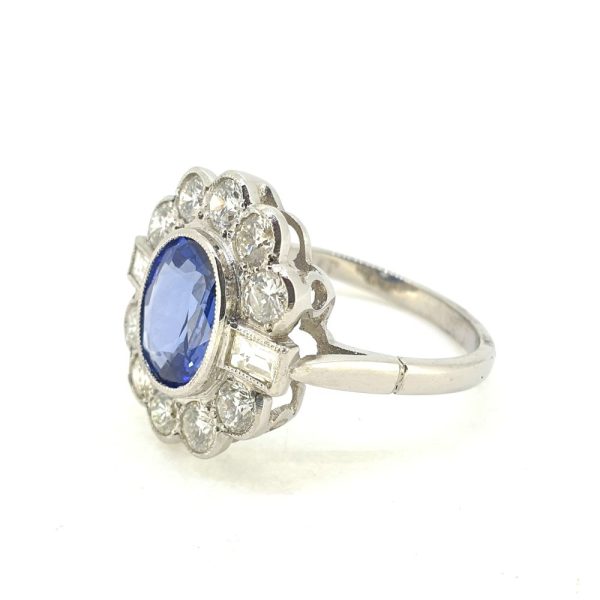 1.90ct Sapphire and Diamond Floral Cluster Ring in Platinum