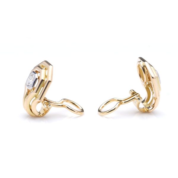Vintage Chaumet 18ct Yellow Gold Clip On Earrings with 0.80 carats Diamonds