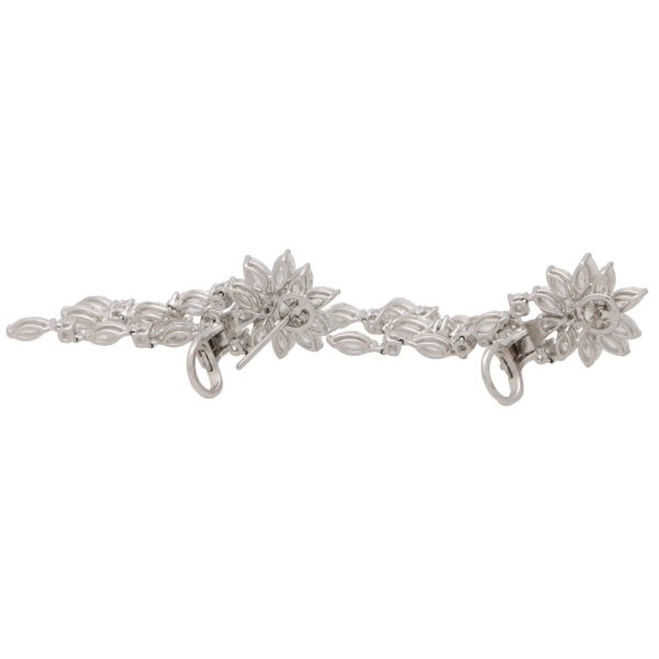 Marquise and Asscher Cut Floral Cluster Diamond Drop Earrings