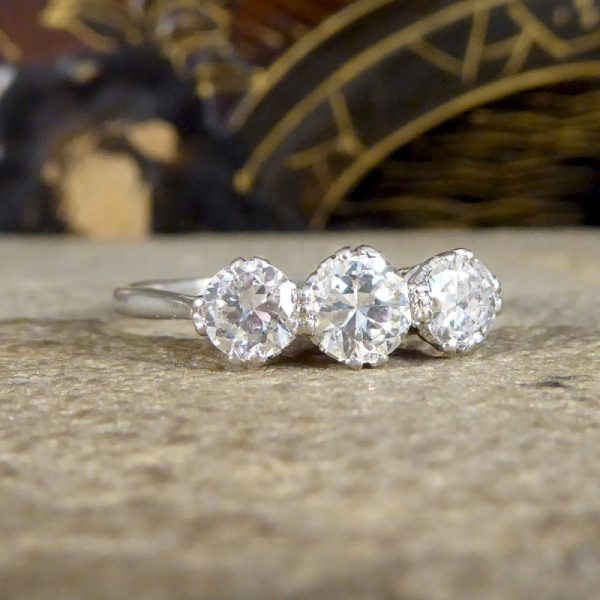 Antique Art Deco 1ct Diamond Three Stone Ring