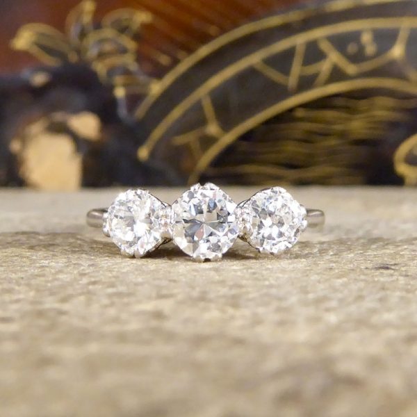 Antique Art Deco 1ct Diamond Three Stone Ring