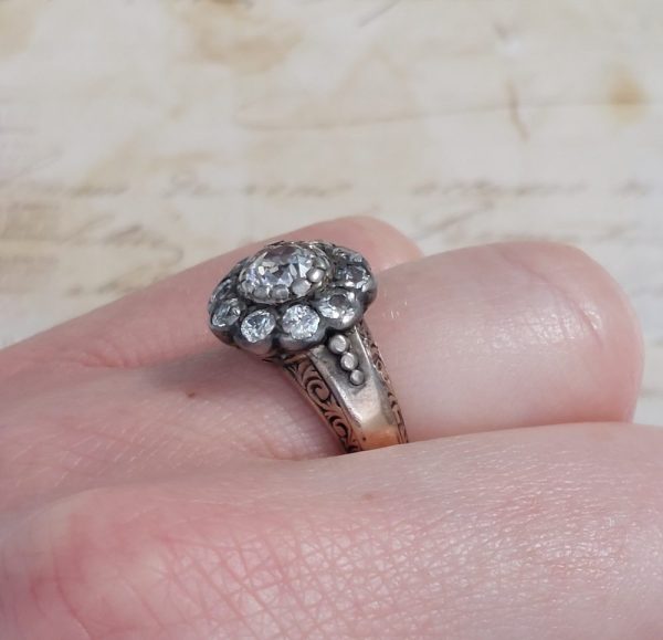 Antique Victorian Old Mine Cut Diamond Cluster Ring, 1.80ct
