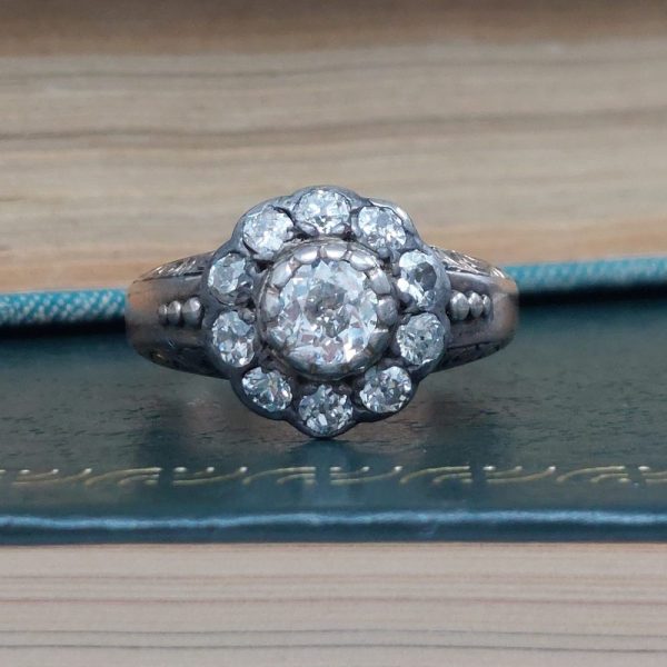 Antique Victorian Old Mine Cut Diamond Cluster Ring, 1.80ct