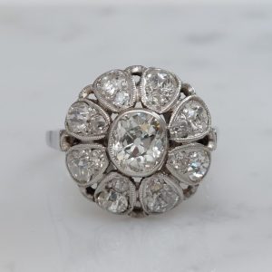 Belle Epoque Antique 1.30ct Diamond Bombe Ring