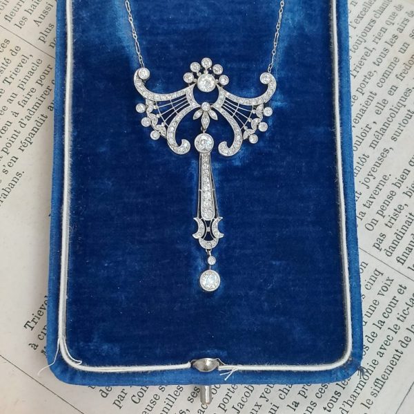 Belle Epoque Antique Diamond Brooch Pendant Necklace