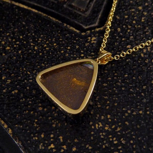 Black Opal Triangular Pendant Necklace, 10cts