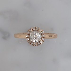 Brilliant Cut Diamond Halo Cluster 18ct Rose Gold Ring, 0.52ct