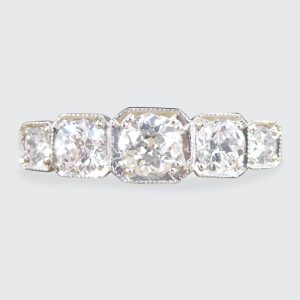 Contemporary 0.90ct Diamond Five Stone Geometric Set Ring