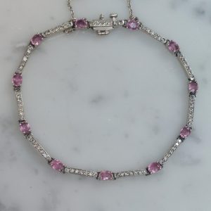 Contemporary Pink Sapphire and Diamond Bracelet