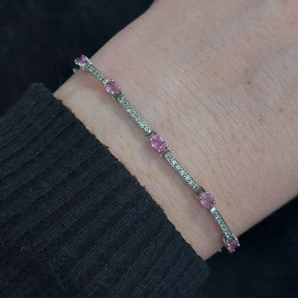 Contemporary Pink Sapphire and Diamond Bracelet