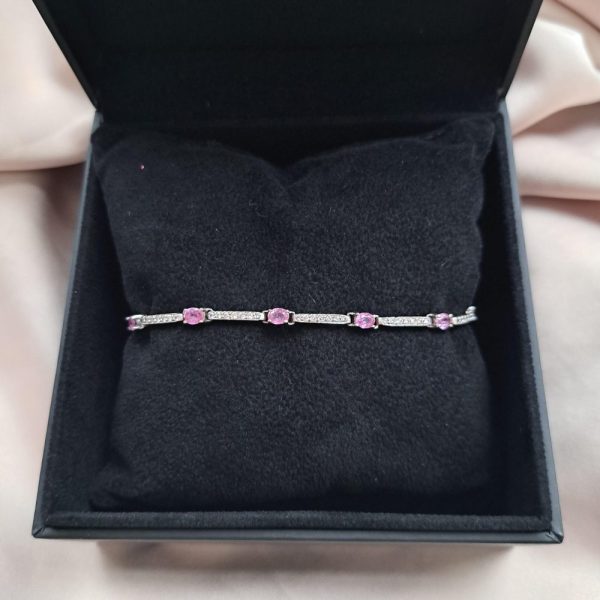 Contemporary Pink Sapphire and Diamond Bracelet