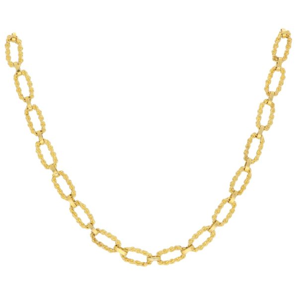 Vintage Gold Oval Link Long Chain Necklace