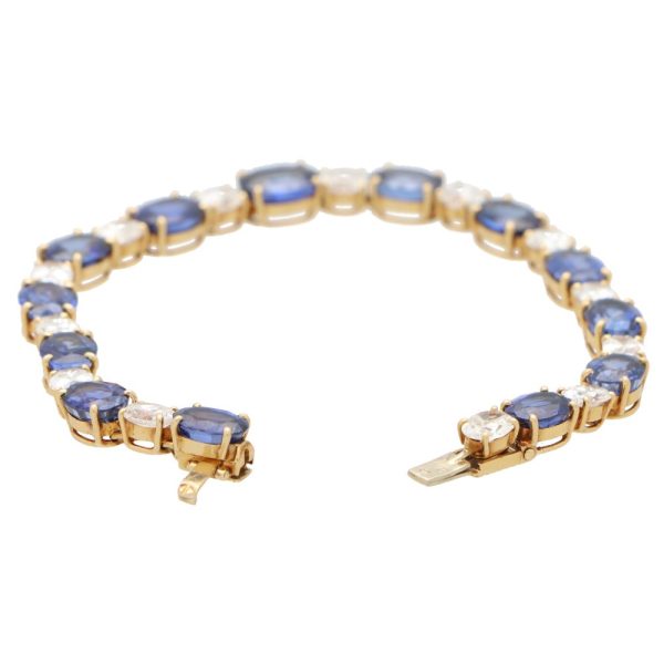 Vintage Oval Sapphire and Diamond Bracelet