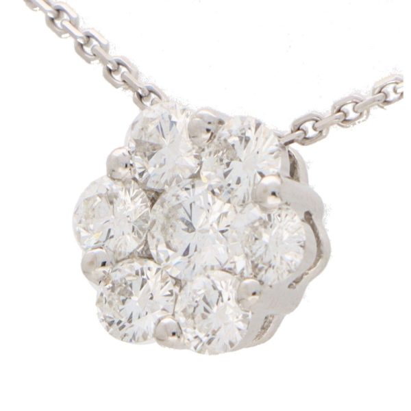 Diamond Floral Cluster Pendant Necklace