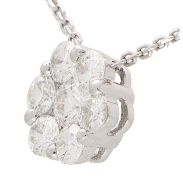 Diamond Flower Cluster Pendant Necklace