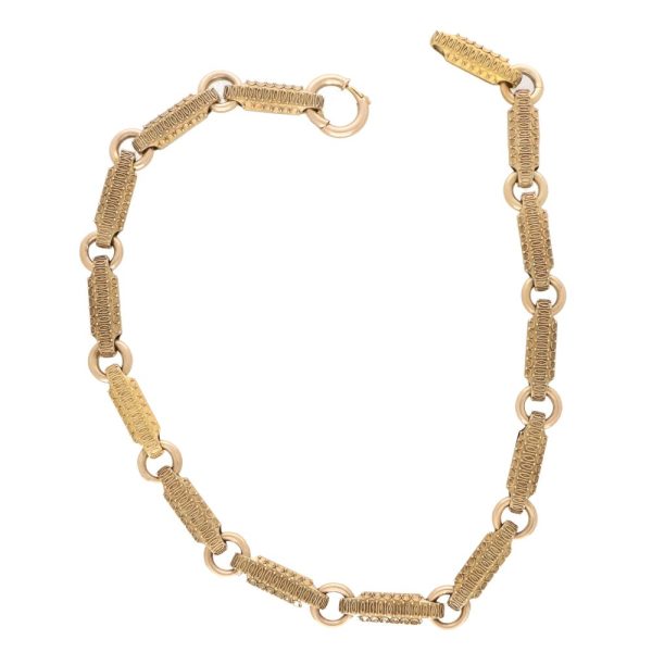 Vintage 1940s Etruscan Style Gold Chunky Link Necklace