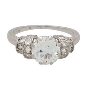 Vintage Art Deco 1.51ct Old European Cut Diamond Engagement Ring in Platinum
