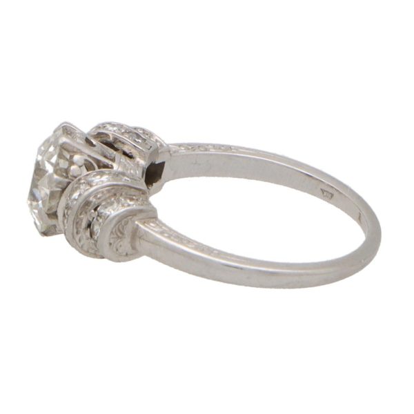 Art Deco 1.51ct Old European Cut Diamond Engagement Ring