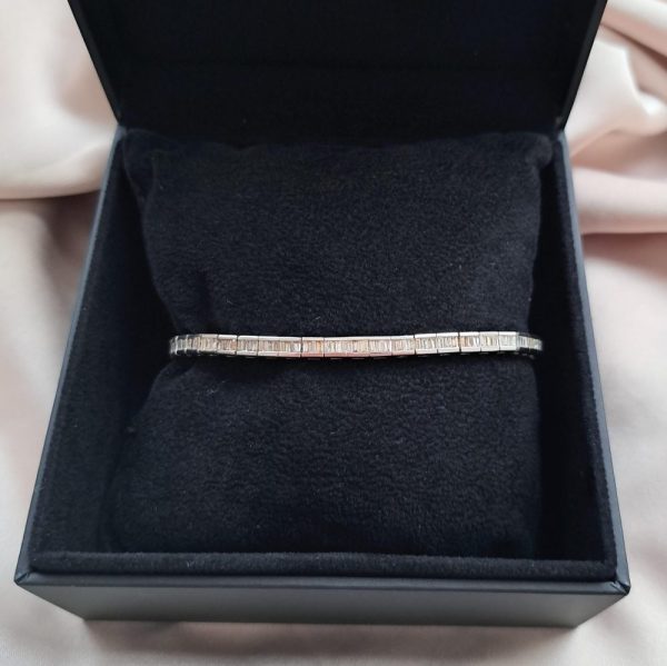 Modern Baguette Cut Diamond Line Bracelet, 2.85ct